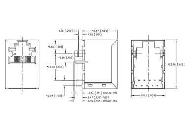 JXD3-0003NL 동등한 이더네트 연결관 EXT TEMP 수직 RJ45 MAG