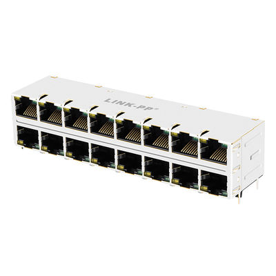 2 x 8 EMI 손가락 0810-2H8R-28로 보호되는 항구에 의하여 겹쳐 쌓이는 RJ45 허브 PC 카드