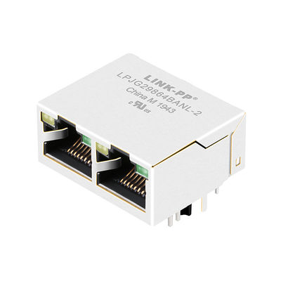 JXD1-2016NL 1000 Base-T 탭 업 1x2 포트 모듈러 마그네틱 Rj45 네트워크 잭
