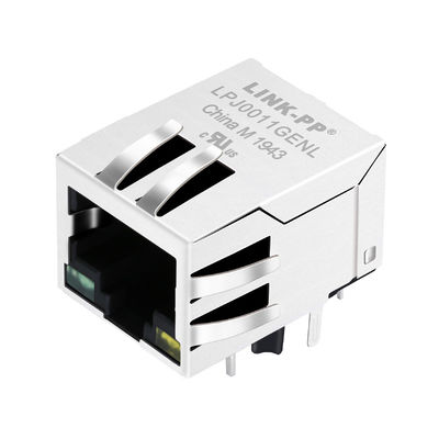 7499011216A 탭 아래로 녹색/황색 Leds 단일 포트 8P8C 모듈식 연결관 RJ45 잭 LPJ0011-8GENL