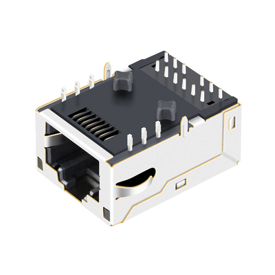 L8BE-1G1T-91A 마그네틱 RJ45 잭 100 Base-T 탭 업 1X1 포트 녹색 LED EMI 핑거로 차폐