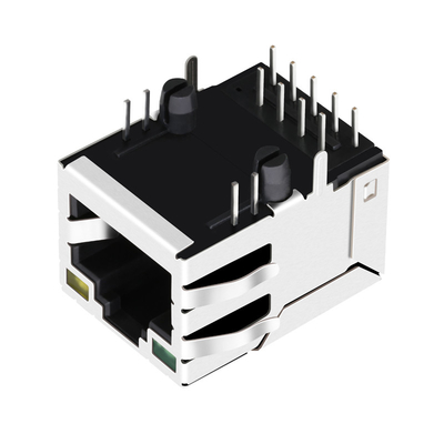 지도되는 녹색/황색을 가진 JXD0-0010NL 1 항구 탭 아래로 100 Base-T RJ45 Magjack