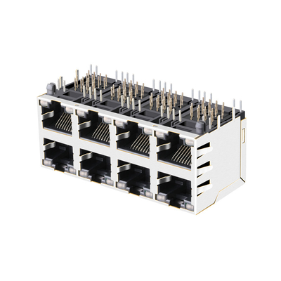 JX0B-3051NL 1000 Base-T 2x4 포트 Rj45 다중 포트 커넥터(녹색-노란색 Led 포함)