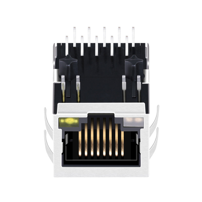 Leds JTH-0024NL을 가진 구멍 RJ45 자석 잭을 통해 1개의 항구 아래로 10G Base-T 탭