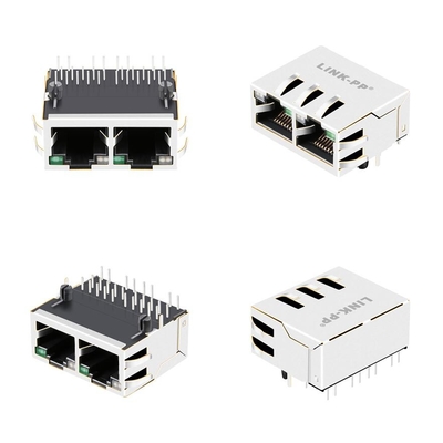 10G Base-T 1x2 포트 JTL-U1001NL 탭 UP 스루 홀 Rj45 Lan 잭(녹색-노란색/녹색 Led 포함)