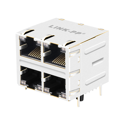 JT4-2501HL 10G Base-T 차폐 2x2 포트 Rj45 마그네틱 커넥터 측면 입구