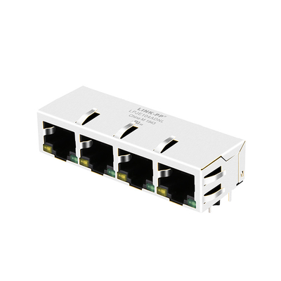이끌린 노랑 / 녹색 아래에 있는 LPJE104ADNL 1X4 공항 FR4 PCB RJ45 모듈러 잭 옆 엔트리 탭