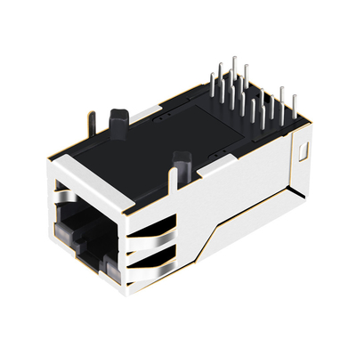 구레이 / 구레이 LED와 10G 베이스-티 RJ45 매그잭 연결기 단일 포트 4PPoE 60W 위로 2250368-1 탭