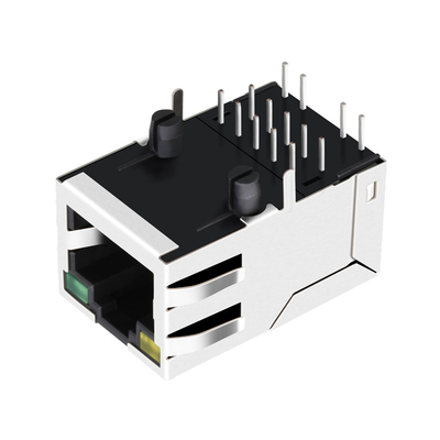 0875-1D1T-P2 단일 포트 Rj45 일체식 커넥터 접촉 10/100 베이스-티 노랑 / 녹색은 이르렀습니다