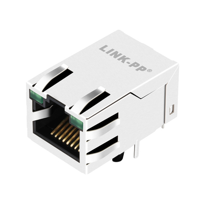 0875-1G1T-P2 단일 포트 10/100BASE-T 모듈러 잭 rj45 6 핀 탭 업 녹색이 / 녹색 LED