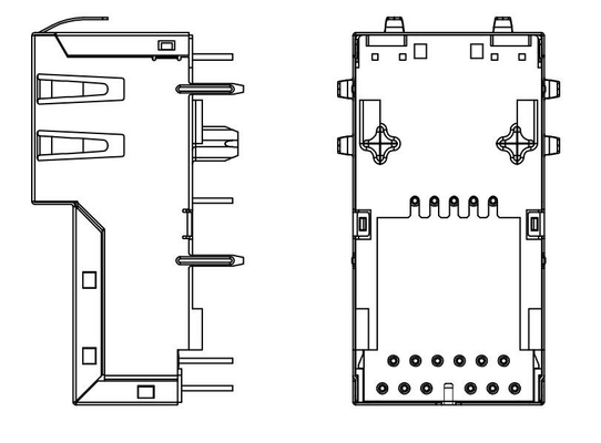 J1V-U7000NL 10GBASE-T 1X1 공항 수직 RJ45 연결기 4PAIR 포 60W 탑 엔트리