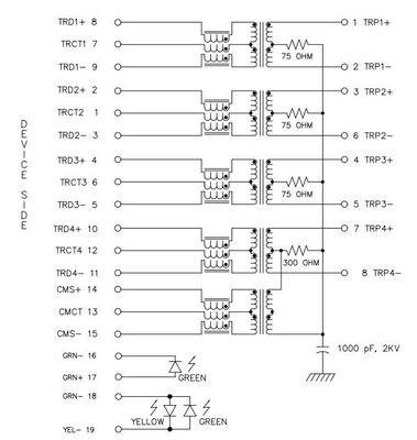 10GBASE-T 알제이 사십오 잭 암놈 커넥터 GY/G 아래에 있는 JT3-1115HL 단일 포트 탭은 이르렀습니다
