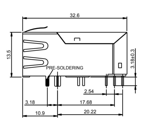 56F-1803DGDZ2NL 1A 단일 포트 2.5G 베이스-티 POE+ RJ45 자석 커넥터