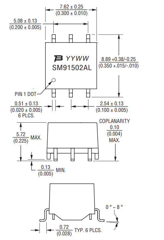 SM91502AL BMS Transformer Datasheet - Dimensions